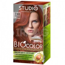 Kreminiai plaukų dažai " Studio BIOcolor", 7.43 ugninis rudas 50/50/15 ml
